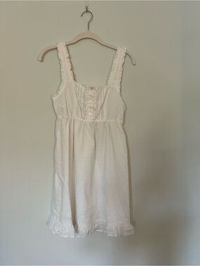 Abound Cream Ruffle-Trim with Button Front Dress